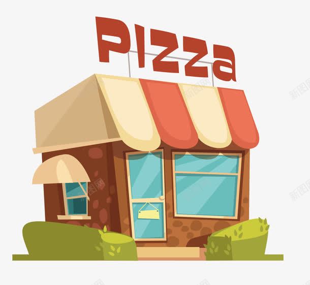 卡通休闲披萨实体店铺png免抠素材_88icon https://88icon.com 卡通披萨店 披萨店铺