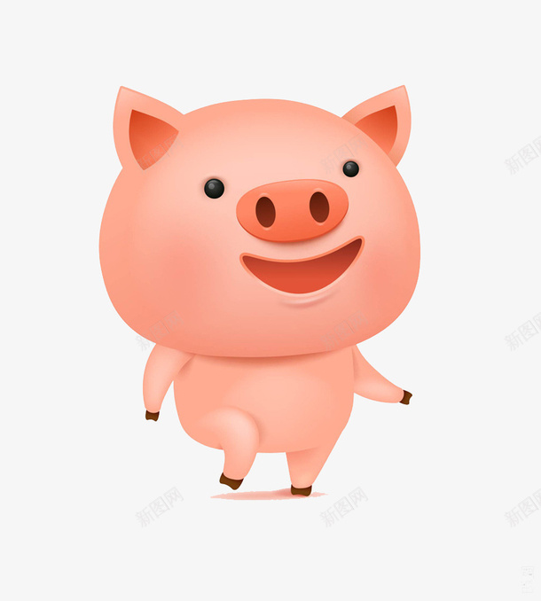 跳舞的小猪png免抠素材_88icon https://88icon.com 三角耳朵 动物 大鼻孔 小短腿 粉红色 黑色的圆眼睛