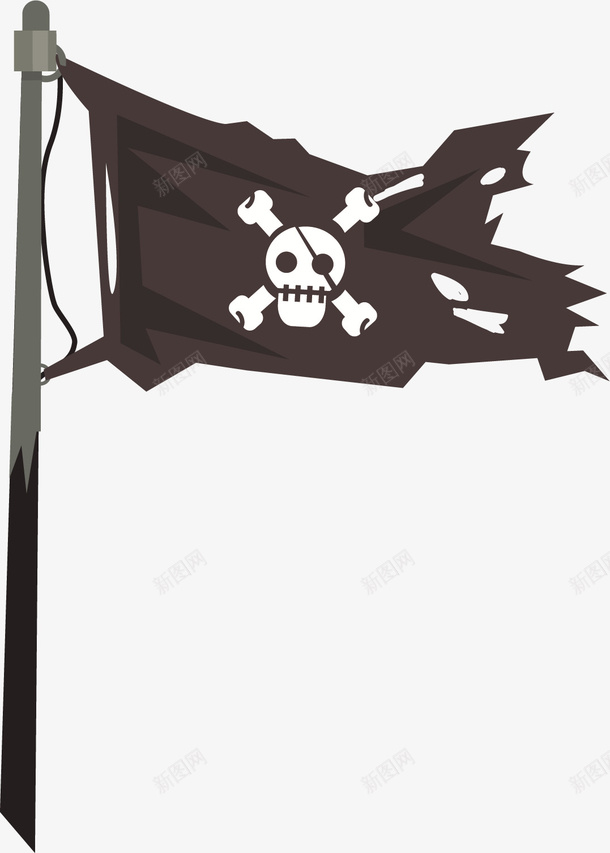 海盗旗帜卡通插画png免抠素材_88icon https://88icon.com 卡通插画 恐怖 旗帜 海盗 袭击 骷髅头 黑色