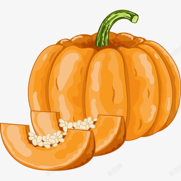 南瓜籽和南瓜png免抠素材_88icon https://88icon.com 南瓜 南瓜籽 南瓜金瓜 手绘 桔梗 简图 绿色的 蔬菜 黄色的