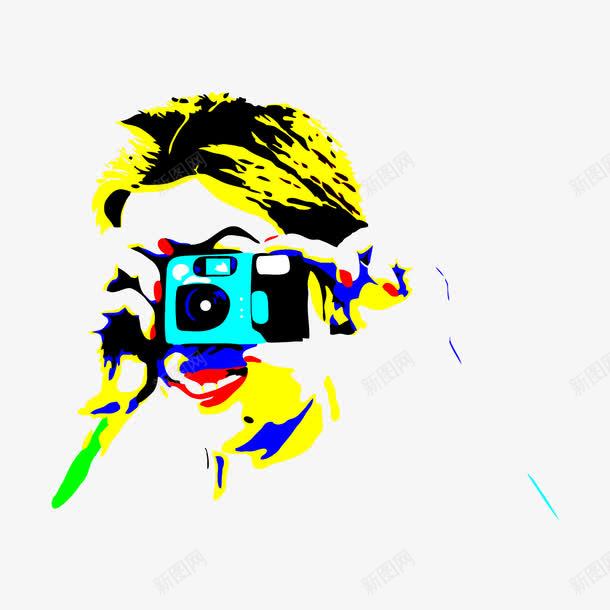波普风格美女拿照相机矢量图ai免抠素材_88icon https://88icon.com 照相机 红唇 美女 金发 矢量图