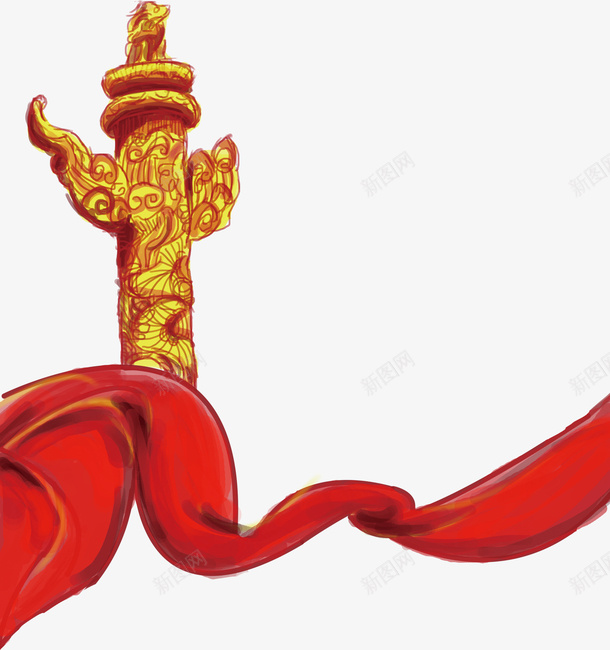 八一建军节中华柱装饰png免抠素材_88icon https://88icon.com 中华柱 党徽 党标志 八一建军节 国徽 牡丹 锤子镰刀 龙柱