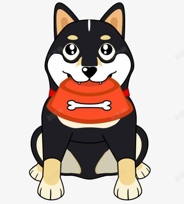 叼着盆子的小狗png免抠素材_88icon https://88icon.com 卡通 卡通柴犬 可爱的 手绘 简笔 红色的 饭盆 黑色的