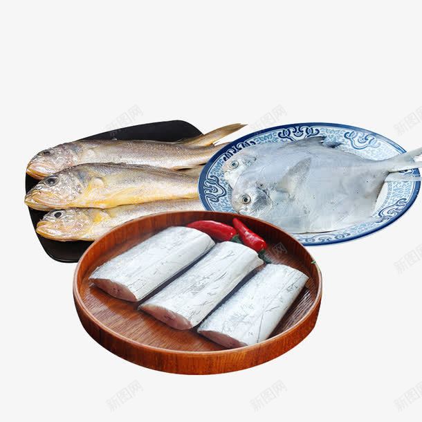 鲳鱼带鱼黄花鱼png免抠素材_88icon https://88icon.com 产品实物图 带鱼 食材 鱼肉 鲳鱼 黄花鱼
