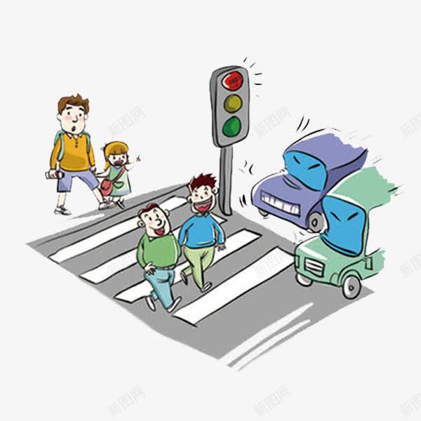 过马路的人们png免抠素材_88icon https://88icon.com 卡通 卡通斑马线 守纪的 手绘 汽车 简笔 红绿灯 马路