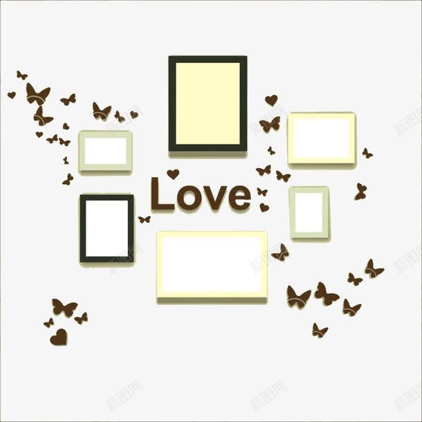 照片墙png免抠素材_88icon https://88icon.com LOVE 像框 照片墙 蝴蝶 高清免扣素材