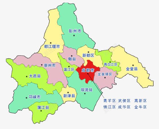 一副彩色成都地图png免抠素材_88icon https://88icon.com 交通 四川 地图 彩色 成都 领土