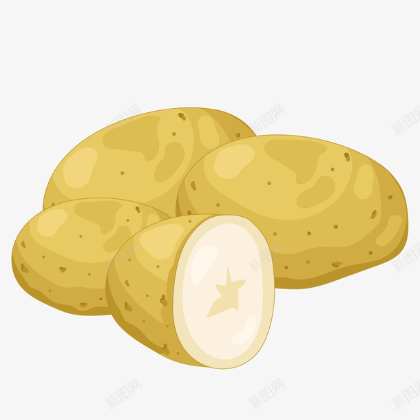 黄色圆弧土豆卡通插画矢量图ai免抠素材_88icon https://88icon.com 圆弧 土豆 层次 弧度 弯曲 食物 黄色 矢量图