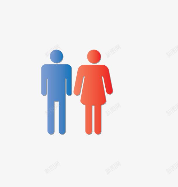 蓝色红色人形图png免抠素材_88icon https://88icon.com 卡通 女性 男性 红色 蓝色