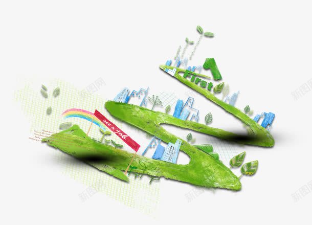 绿色公路psd免抠素材_88icon https://88icon.com 公路 小树 悬浮物 房子 素材 草地