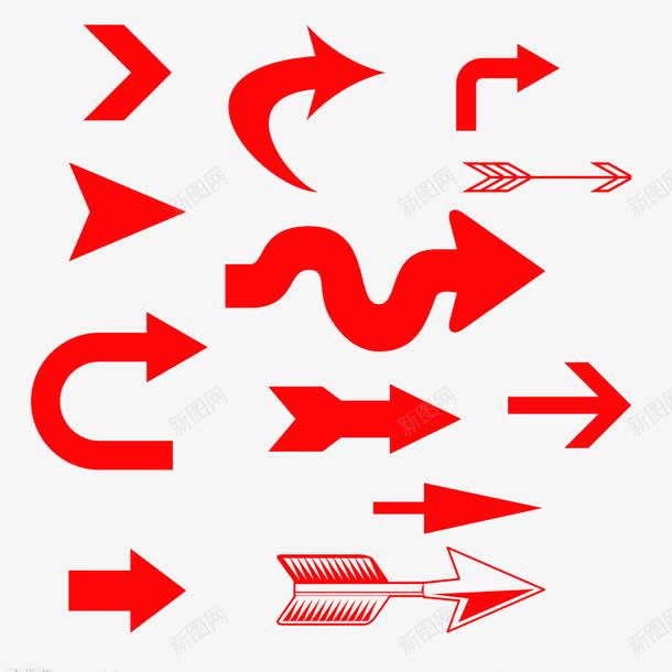 红色多形状箭头psd免抠素材_88icon https://88icon.com 不规则 多样 指示 箭头 粗箭头 红色