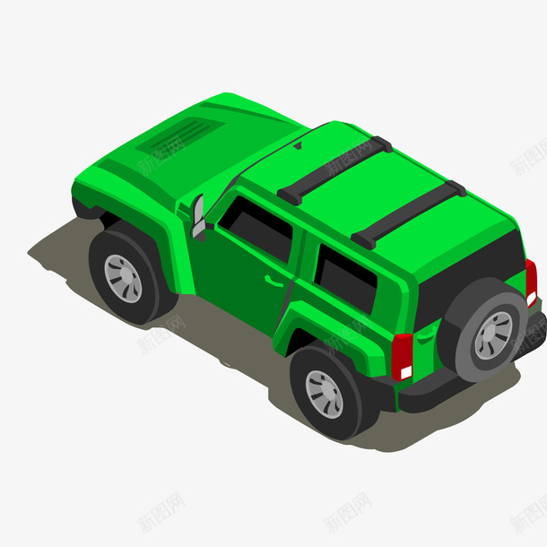 绿色的越野车矢量图ai免抠素材_88icon https://88icon.com 交通工具 备胎 绿色 越野车 车辆设计 运输工具 矢量图