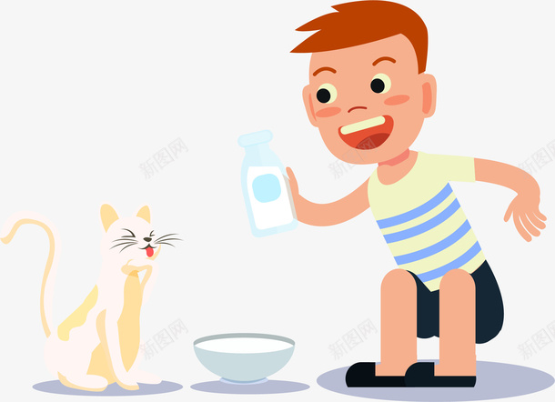 小孩给猫咪喂牛奶插画矢量图ai免抠素材_88icon https://88icon.com 卡通插画 喂牛奶 小孩插画设计 小孩给猫咪喂牛奶 小清新 插画 插画装饰 矢量图