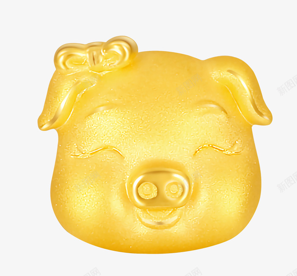 卡通金猪美女猪项链装饰元素png免抠素材_88icon https://88icon.com 创意小饰品 卡通 猪头 美女猪 装饰 金猪 项链