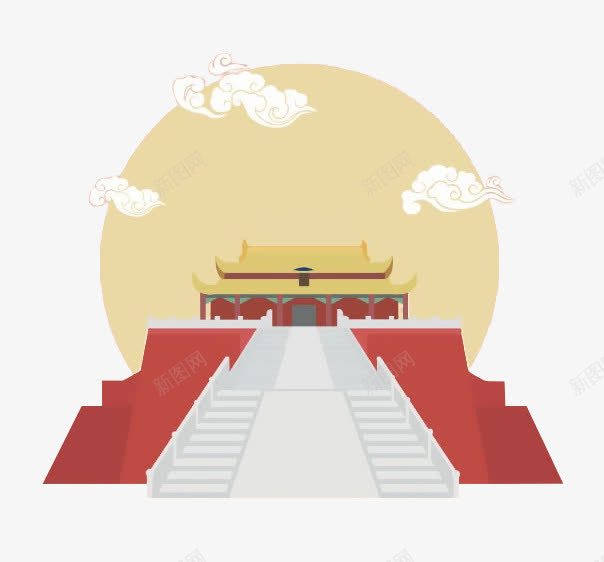 卡通古代故宫红色建筑png免抠素材_88icon https://88icon.com PNG 卡通建筑 古代建筑 故宫建筑 红色建筑