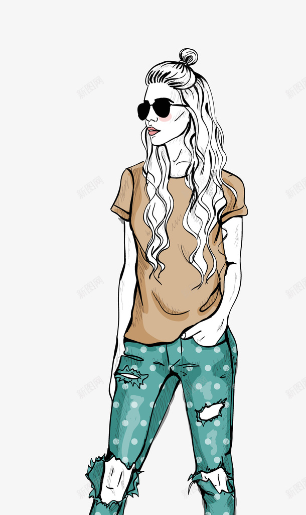 手绘韩式时尚潮流女性穿破洞裤美png免抠素材_88icon https://88icon.com 动漫 动画 女性 手绘 手绘韩式时尚潮流女性穿破洞裤美女免费下载 时尚潮流 破洞刮烂乞丐裤 穿破洞裤美女 韩式