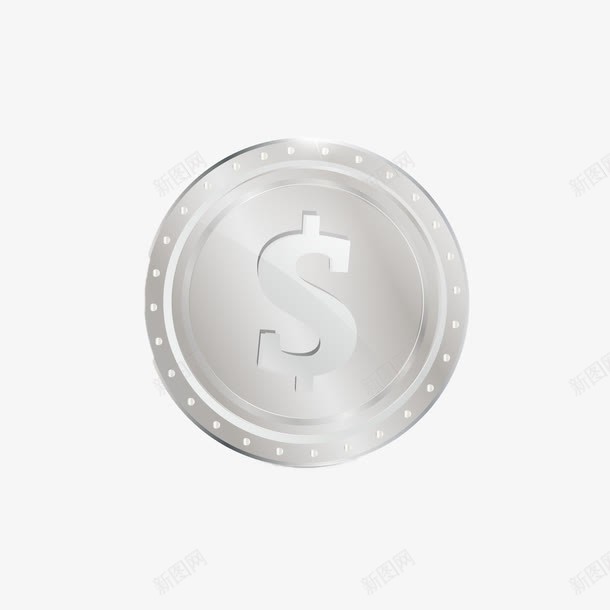 银色钱币矢量图ai免抠素材_88icon https://88icon.com 美元 金属质感 银币 银色 矢量图