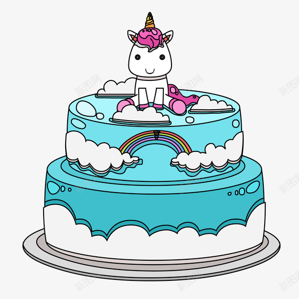 卡通独角兽生日蛋糕矢量图ai免抠素材_88icon https://88icon.com 卡通 手绘 独角兽 生日蛋糕 食物设计 矢量图