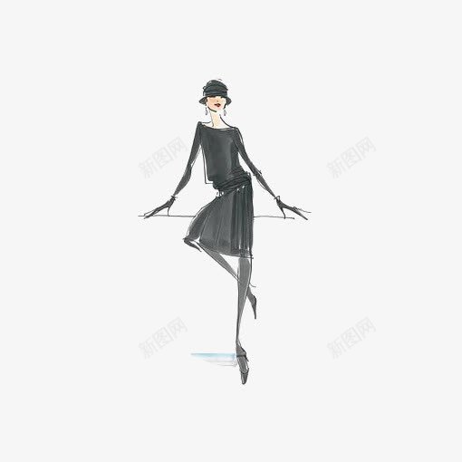 时尚女生png免抠素材_88icon https://88icon.com 女生免扣元素 女生手稿 欧美女生 街拍女生 黑色长裙
