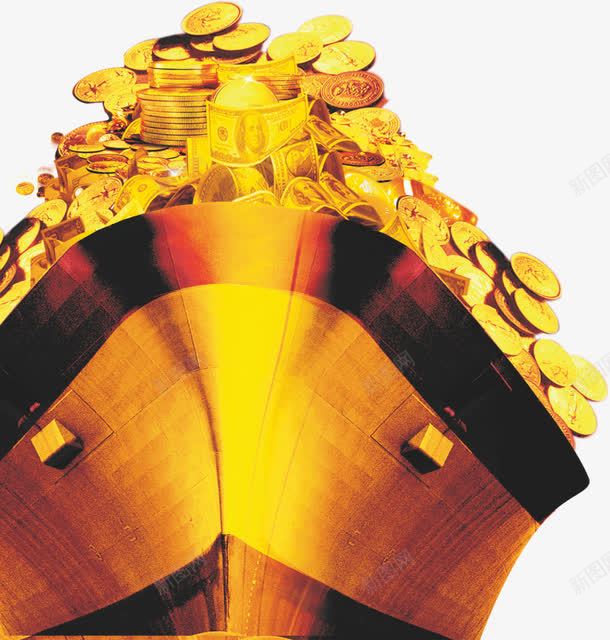 金币船png免抠素材_88icon https://88icon.com 军舰 地产 船 船只 金币 金色