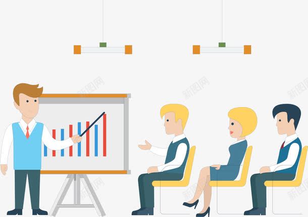 正在听业绩汇报的人矢量图ai免抠素材_88icon https://88icon.com 上班 上班的人 会议 卡通 工作 椅子 矢量图