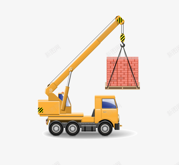 手绘卡通黄色吊车png免抠素材_88icon https://88icon.com 交通标志 卡通 吊车 建筑 手绘 施工 机械车辆 红砖 车辆 黄色