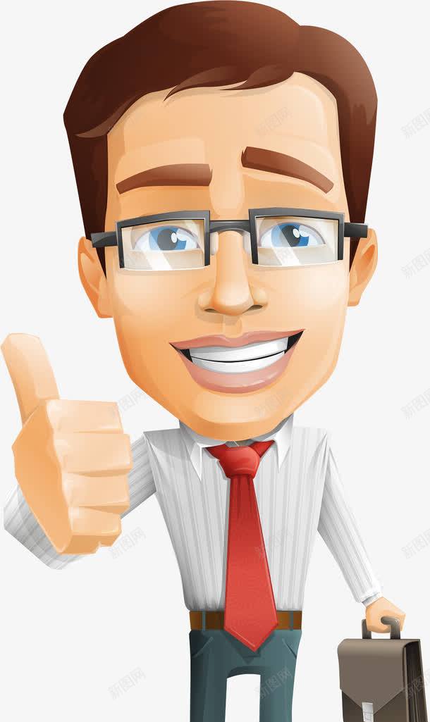 卡通手绘商务男士竖大拇指png免抠素材_88icon https://88icon.com 卡通的商务男士 卡通矢量 平面男士素材 竖大拇指的男士