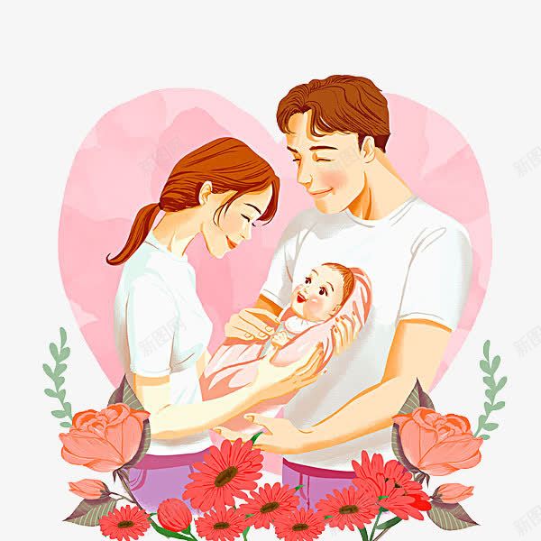 开心的新晋爸妈png免抠素材_88icon https://88icon.com 亲情 卡通手绘 家庭 开心 我的家人 照顾 照顾孩子 父母 爸爸妈妈和我 相互关爱 陪伴 陪伴关怀 鲜花