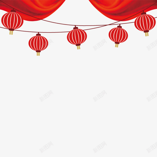 红色灯笼节日挂件psd免抠素材_88icon https://88icon.com 喜庆 圆形 幕布 弧度 彩带 挂件 灯笼 红色 节日