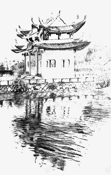 烟雨蒙蒙旧亭子png免抠素材_88icon https://88icon.com 手绘 画画 装饰 设计 雾化