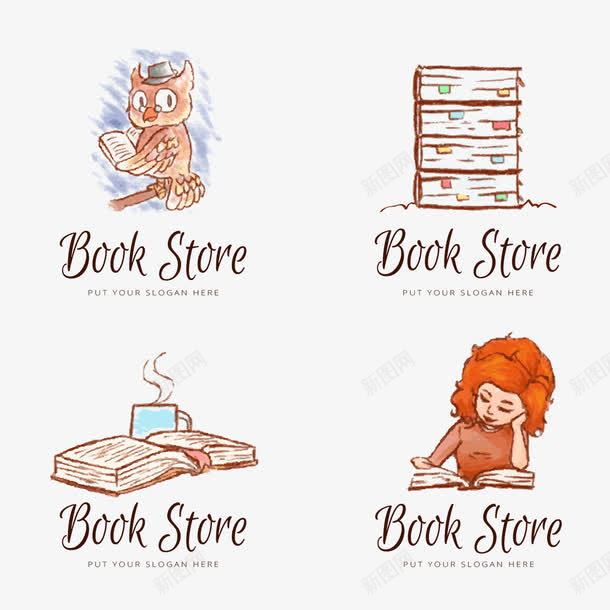 手绘书店的标志png免抠素材_88icon https://88icon.com 书 书店 女孩 手绘 标志 猫头鹰 矢量LOGIO
