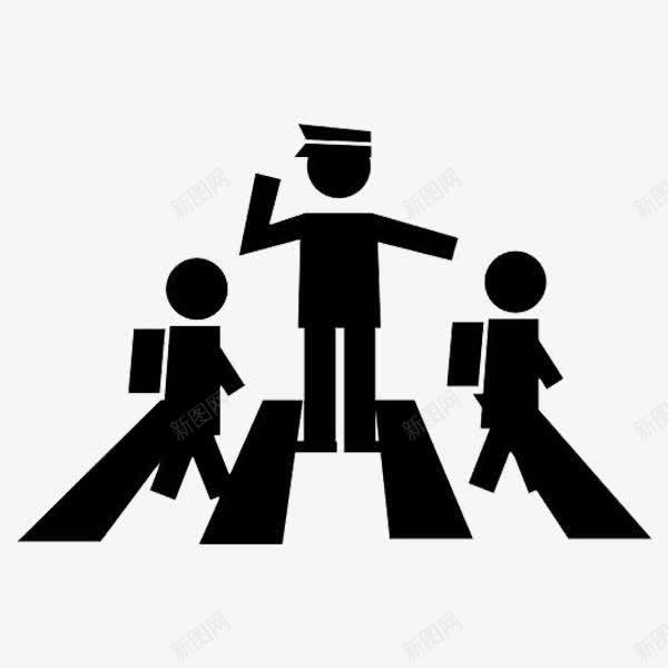敬业的警察png免抠素材_88icon https://88icon.com 交警 卡通 卡通斑马线 小孩 斑马线 简笔 黑色的