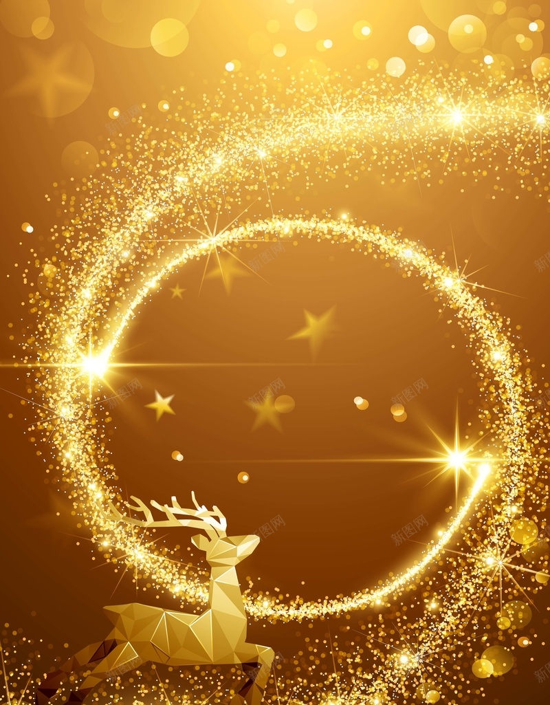 唯美梦幻圣诞新年金色驯鹿海报psd设计背景_88icon https://88icon.com 唯美 圣诞节 新年 星光 梦幻 海报 灯光 金色 驯鹿