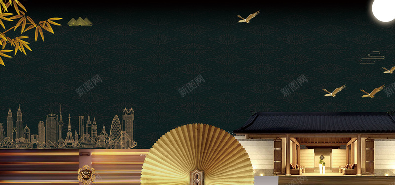 黑金奢华风地产宣传bannerpsd设计背景_88icon https://88icon.com 主页 剪影 地产宣传 奢华风 宫廷风 炫酷 金色 黑金