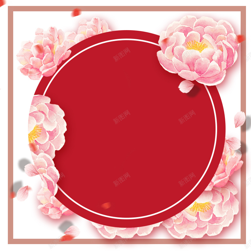 牡丹花浪漫淘宝主图psd设计背景_88icon https://88icon.com 大红 浪漫 温馨 牡丹花 粉色 红色 花 花朵
