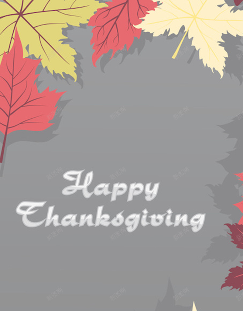灰色背景多彩树叶感恩节背景图jpg设计背景_88icon https://88icon.com 几何 感恩节 扁平 文字 树叶 渐变 灰色 节日
