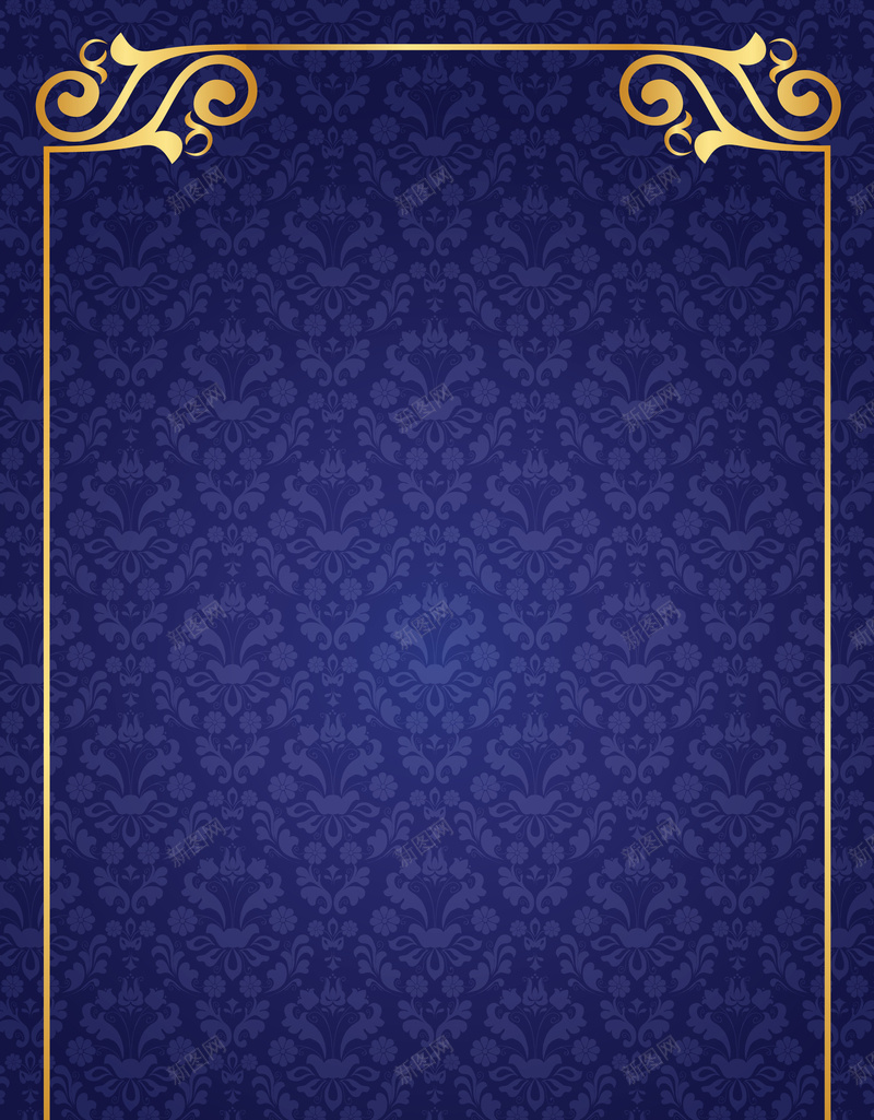 欧式花纹蓝色背景psd设计背景_88icon https://88icon.com 底纹 欧式 纹理 花纹 蓝色 质感 金色边框