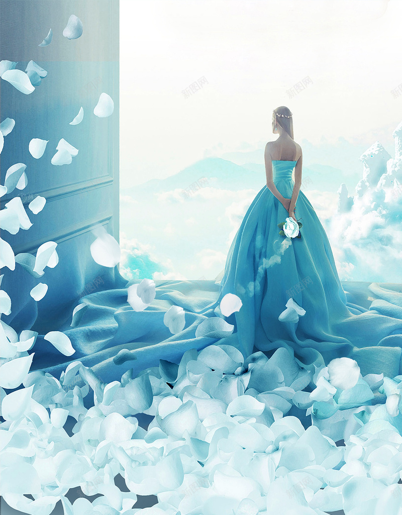 婚纱摄影浪漫海报H5背景psd分层psd设计背景_88icon https://88icon.com H5背景 psd下载 天蓝色 婚礼 婚纱 婚纱摄影 宣传海报 摄影海报 新娘 梦幻 浪漫 花瓣 青色