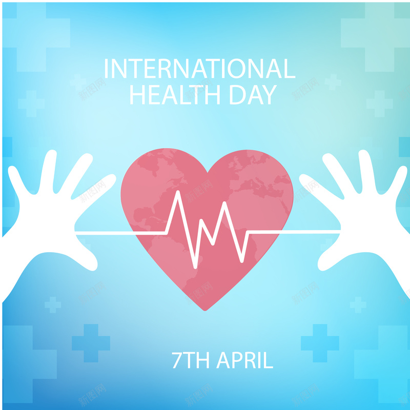 手绘手掌心形电波蓝色背景矢量图ai设计背景_88icon https://88icon.com 卡通 心形 手掌 手绘 海报 电波 童趣 背景 蓝色 矢量图