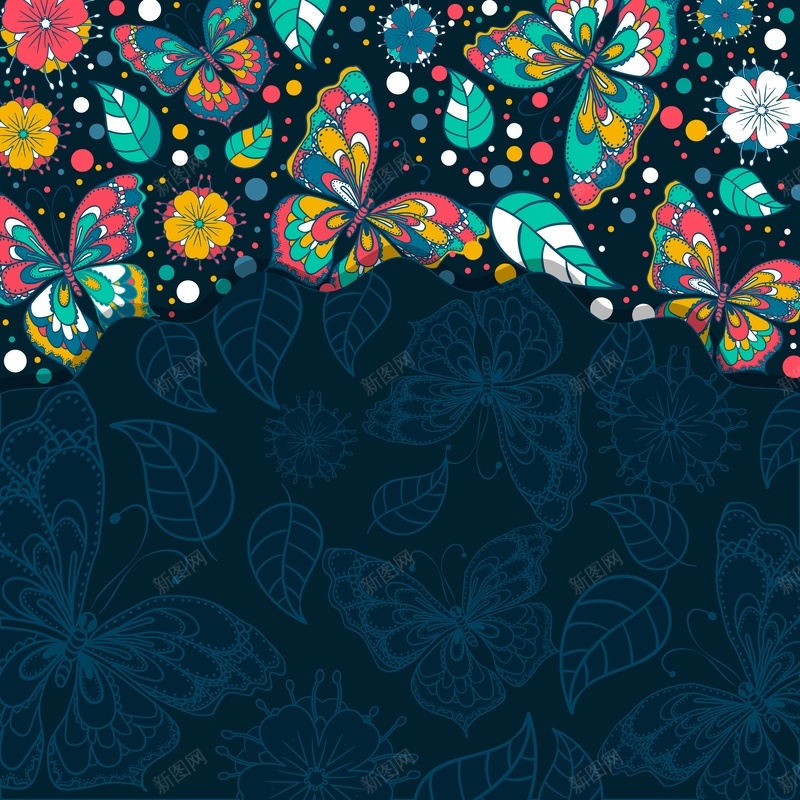 卡通蝴蝶花纹底纹海报背景模板jpg设计背景_88icon https://88icon.com 创意 卡通 多彩 底纹 海报 矢量 花纹 蝴蝶 请柬 邀请函