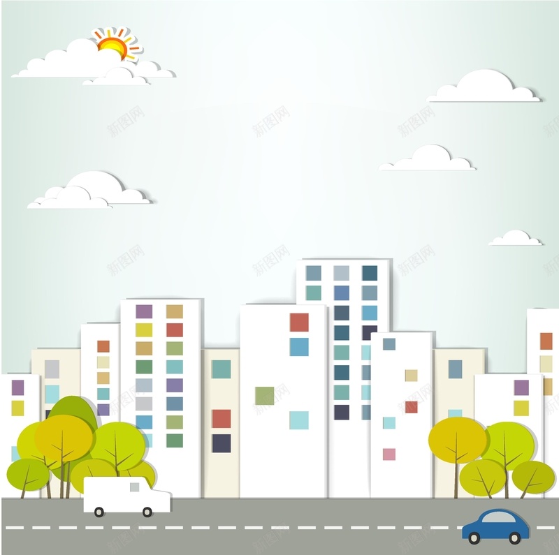 手绘卡通城市建筑背景矢量图ai设计背景_88icon https://88icon.com 卡通 城市 建筑 手绘 海报 矢量 背景 街道 矢量图