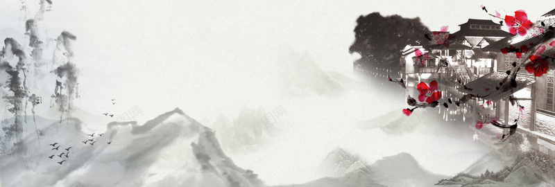 水墨风国庆江南游bannerpsd设计背景_88icon https://88icon.com banner 古建筑 古镇 国庆 小桥流水 水墨风 江南游 灰色