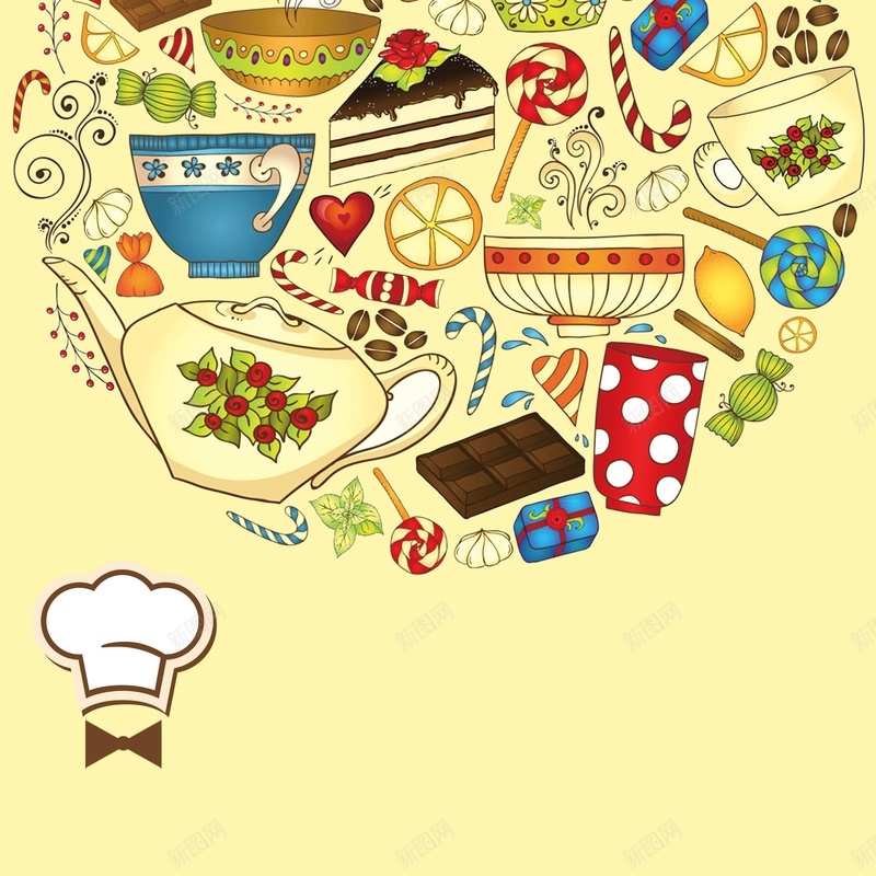 餐饮美食海报背景模板psd设计背景_88icon https://88icon.com psd 元素 创意 厨师帽 底纹 海报 简约 美食 菜单 餐饮