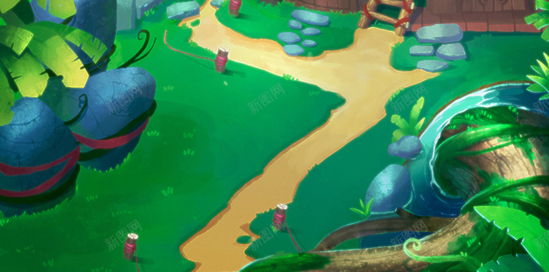 绿色植物卡通游戏场景H5背景jpg设计背景_88icon https://88icon.com H5 卡通 卡通世界 手绘 植物 游戏场景 童趣 绿色