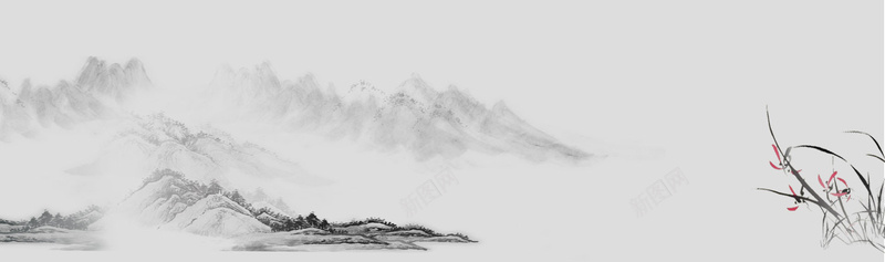 淘宝中国风水墨画海报背景psd设计背景_88icon https://88icon.com 中国风 大气 天猫 手绘 植物 水墨山 水墨画 海波 淘宝 灰色 背景