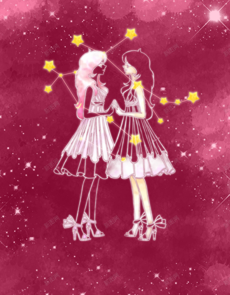 红色天枰座星座卡通背景psd设计背景_88icon https://88icon.com 专属星座 卡通 卡通动漫 幸运星座 星座介绍 星座传单 星座名片 星座海报 星座物语 星座设计 星星