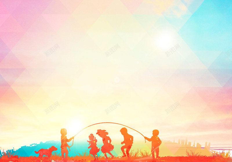 儿童跳绳剪影矢量海报背景jpg设计背景_88icon https://88icon.com 儿童 剪影 卡通 小狗 彩色 手绘 海报背景 矢量图 童趣 背景素材 跳绳