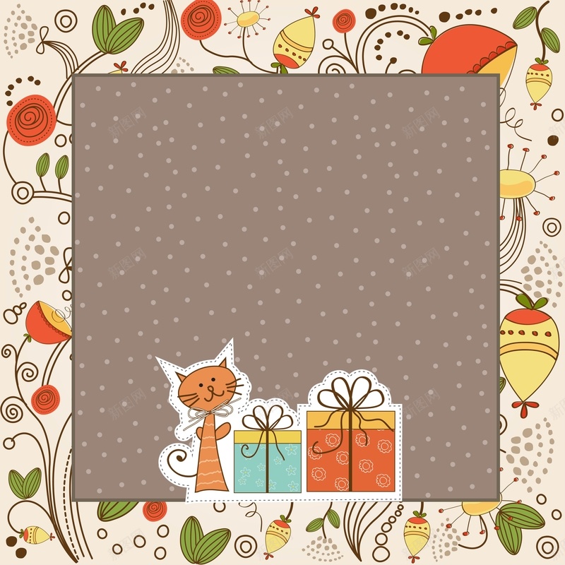 矢量卡通儿童手绘可爱小猫邀请函背景ai设计背景_88icon https://88icon.com 儿童 六一邀请 卡通 可爱 复古 小猫 手绘 生日 矢量 矢量图 礼物盒 童趣 背景 邀请函