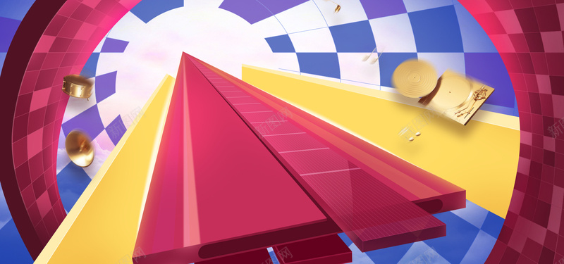 时尚炫彩立体空间818海报bannerpsd设计背景_88icon https://88icon.com c4d 冷暖色调 创意几何 微空间 撞色 理想生活狂欢节 立体空间 红色 蓝色 黄色