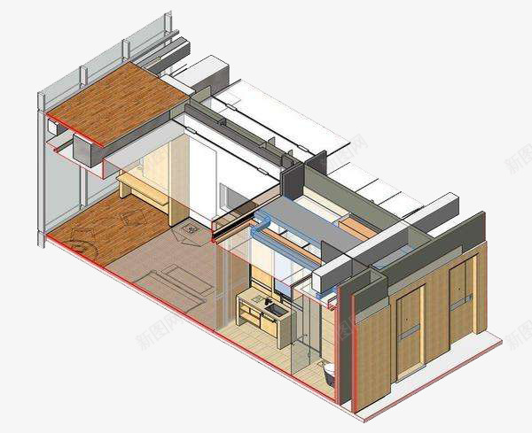 房屋室内cad草图模型png免抠素材_88icon https://88icon.com cad模型 cad草图 室内设计 建模模型 彩色3D 房屋设计 细节模型